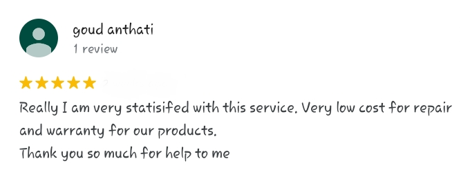 customer's review on google about our services